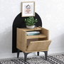 Hanah Home Mesita de Noche Nogal y Negro 40x50x35cm 18mm Tablero Melamina